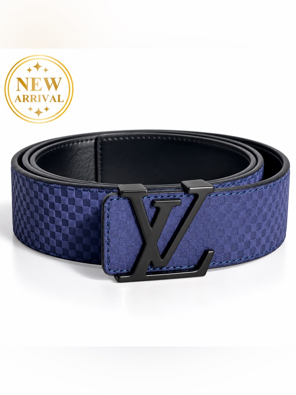 💙 Men’s Classic Deep Blue leather Belt with Black Buckle 💙